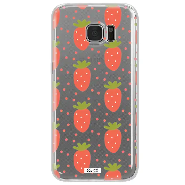 a pattern of strawberries on a white background Samsung S7 Edge Clear TPU Case