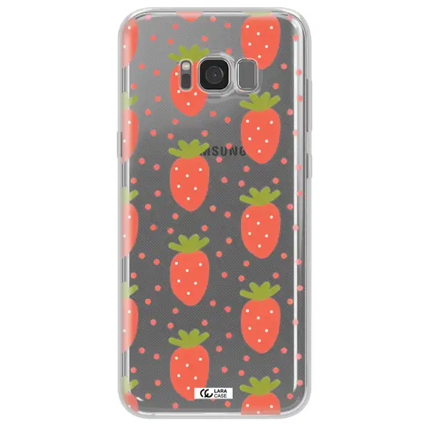 a pattern of strawberries on a white background Samsung S8 Plus Clear TPU Case