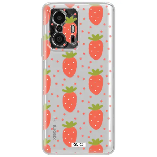 A Pattern Of Strawberries On A White Background Xiaomi 11T Pro Clear Tpu Case