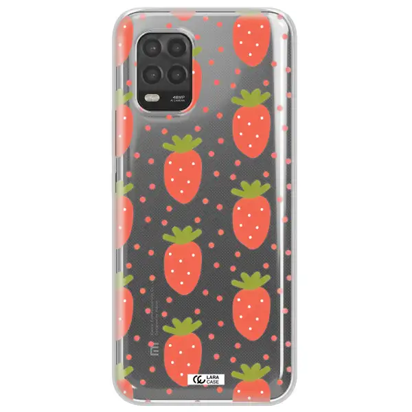 a pattern of strawberries on a white background Xiaomi Mi 10 Lite Clear TPU Case