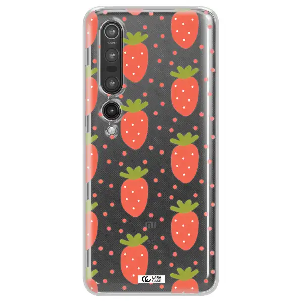 a pattern of strawberries on a white background Xiaomi Mi 10 Pro Clear TPU Case