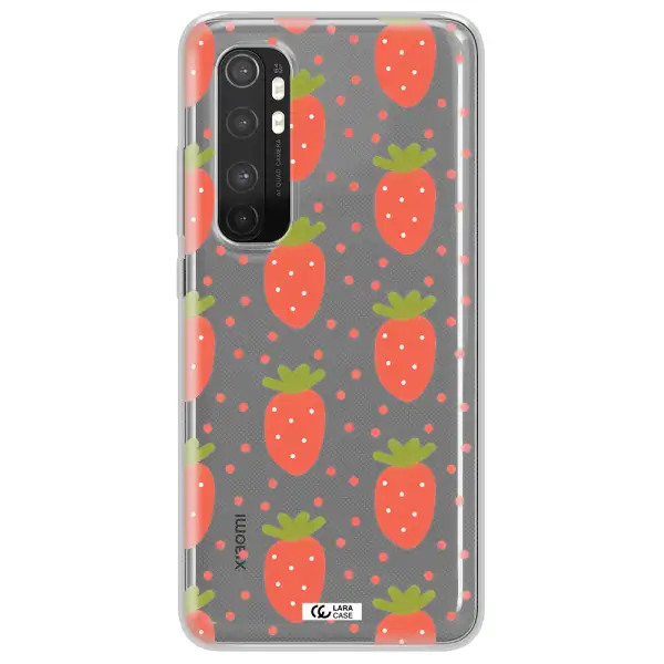 a pattern of strawberries on a white background Xiaomi Mi Note 10 Lite Clear TPU Case