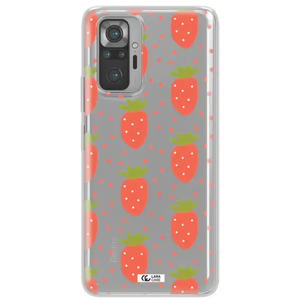 a pattern of strawberries on a white background Xiaomi Note 10 Pro Clear TPU Case