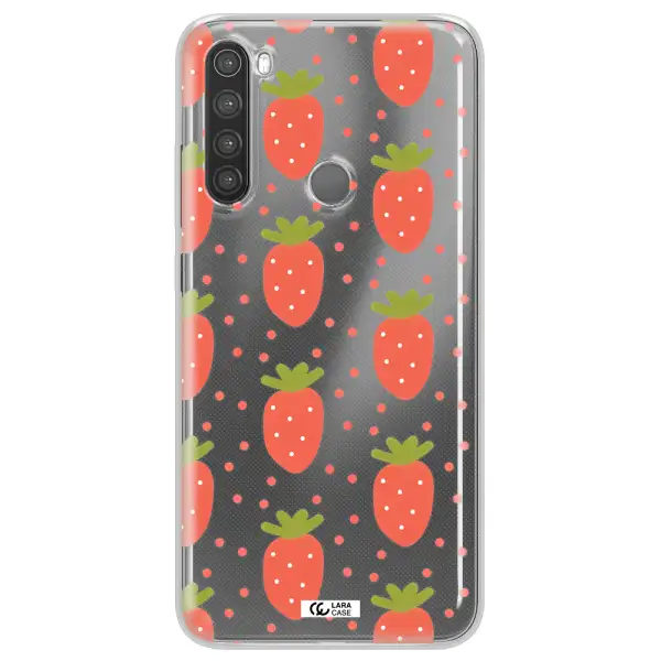a pattern of strawberries on a white background Xiaomi Note 8 Clear TPU Case