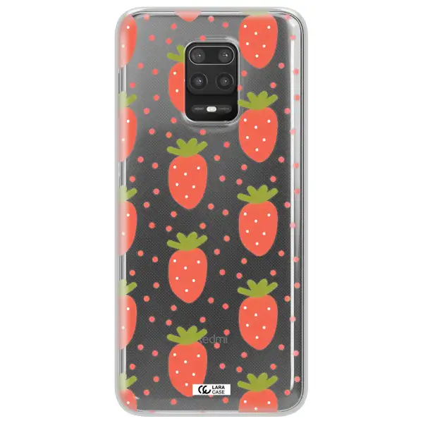a pattern of strawberries on a white background Xiaomi Note 9S Clear TPU Case