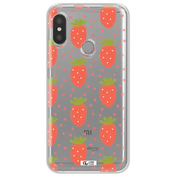 a pattern of strawberries on a white background Xiaomi Redmi 6 Pro Clear TPU Case
