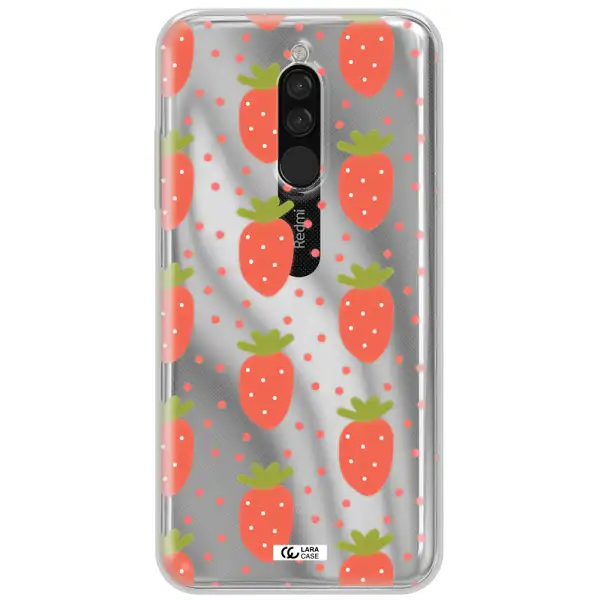 A Pattern Of Strawberries On A White Background Xiaomi Redmi 8 Clear Tpu Case