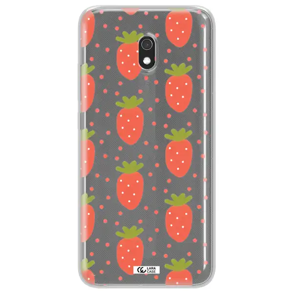 a pattern of strawberries on a white background Xiaomi Redmi 8A Clear TPU Case