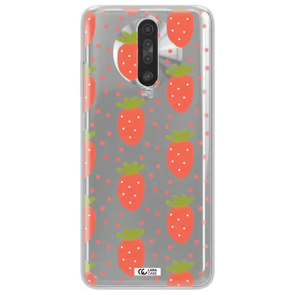a pattern of strawberries on a white background Xiaomi Redmi K30 Clear TPU Case