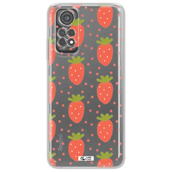 A Pattern Of Strawberries On A White Background Xiaomi Redmi Note 11S Clear Tpu Case