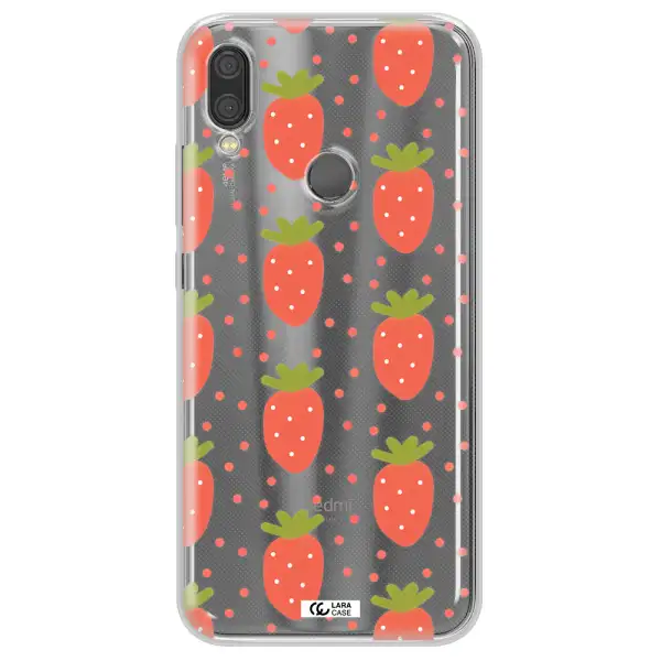 a pattern of strawberries on a white background Xiaomi Redmi Note 7 Clear TPU Case