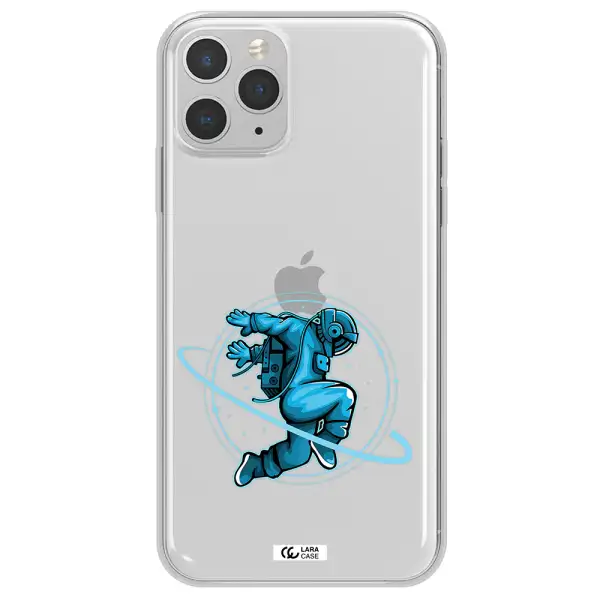 a cartoon of a man skating Apple iPhone 11 pro Clear TPU Case