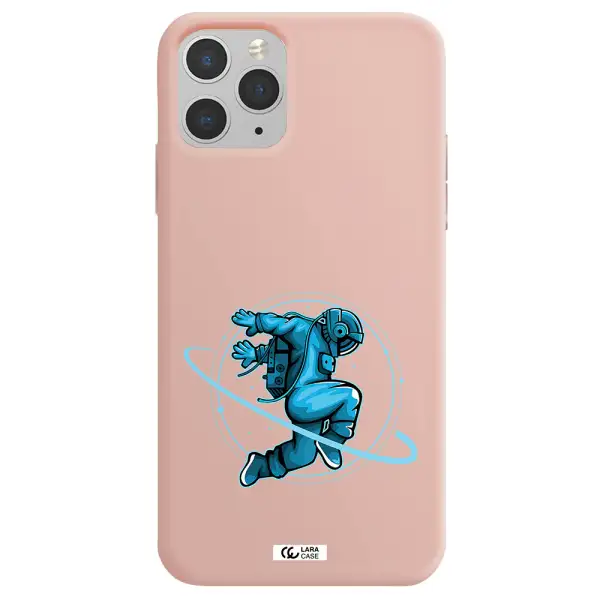 a cartoon of a man skating Apple iPhone 11 pro max Silicone pastel pink Case