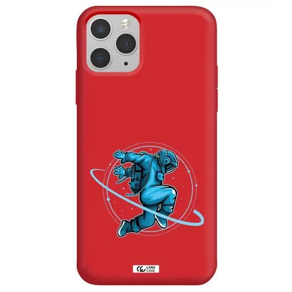 a cartoon of a man skating Apple iPhone 11 pro Silicone Imperial Red Case
