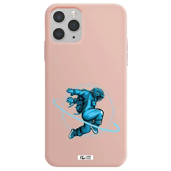 a cartoon of a man skating Apple iPhone 11 pro Silicone pastel pink Case