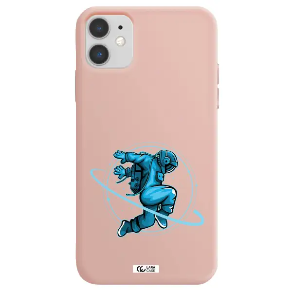 a cartoon of a man skating Apple iPhone 11 Silicone pastel pink Case
