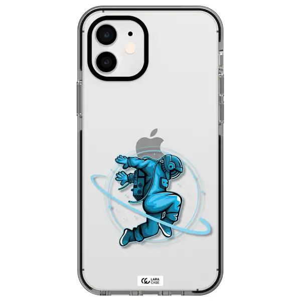 a cartoon of a man skating Apple iPhone 12 impact black border Case