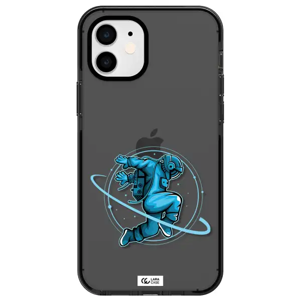 a cartoon of a man skating Apple iPhone 12 impact Smoke Black Case
