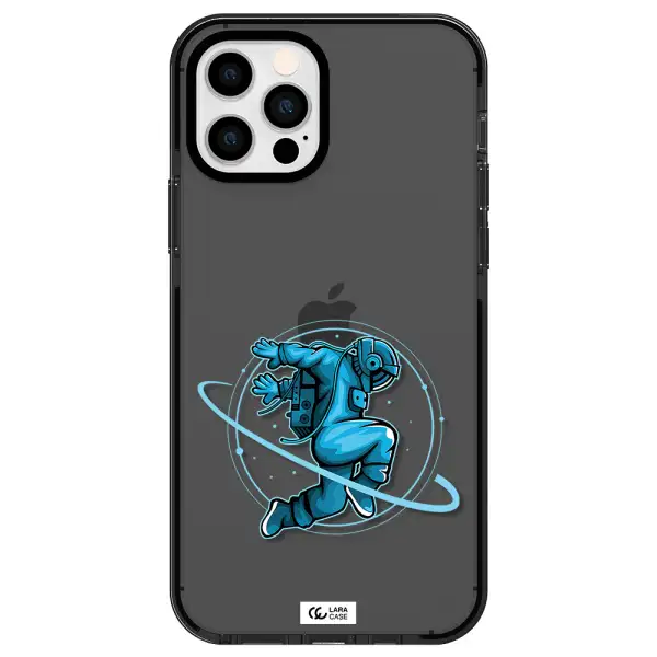 a cartoon of a man skating Apple iPhone 12 pro impact Smoke Black Case