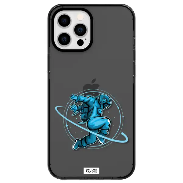 a cartoon of a man skating Apple iPhone 12 pro max impact Smoke Black Case