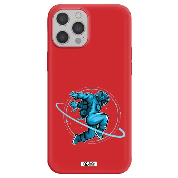 a cartoon of a man skating Apple iPhone 12 pro max Silicone Imperial Red Case