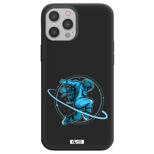 a cartoon of a man skating Apple iPhone 12 pro Silicone black Case