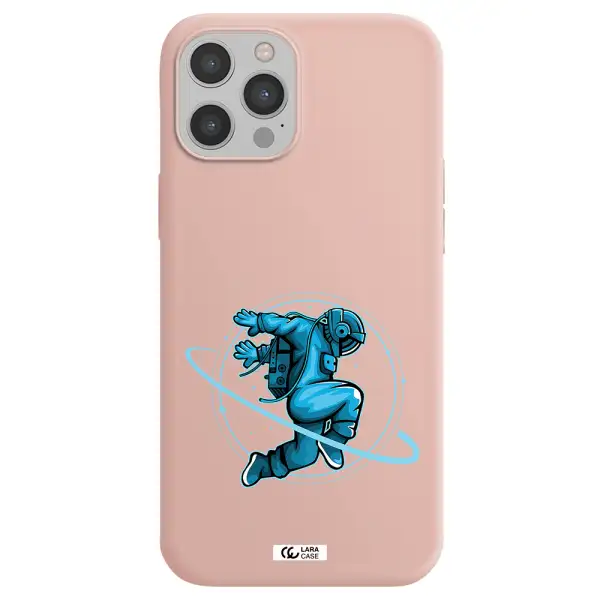 a cartoon of a man skating Apple iPhone 12 pro Silicone pastel pink Case