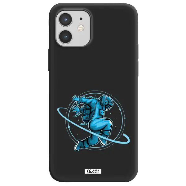 a cartoon of a man skating Apple iPhone 12 Silicone black Case
