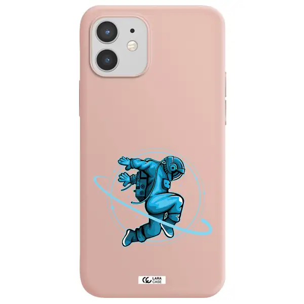 a cartoon of a man skating Apple iPhone 12 Silicone pastel pink Case