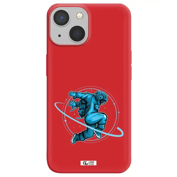 a cartoon of a man skating Apple iPhone 13 mini Silicone Imperial Red Case