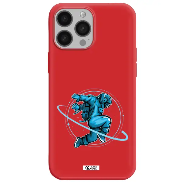 a cartoon of a man skating Apple iPhone 13 Pro Max Silicone Imperial Red Case