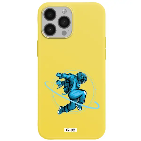 a cartoon of a man skating Apple iPhone 13 Pro Silicone canary yellow Case