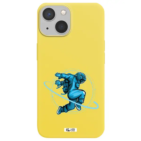 a cartoon of a man skating Apple iPhone 13 Silicone canary yellow Case