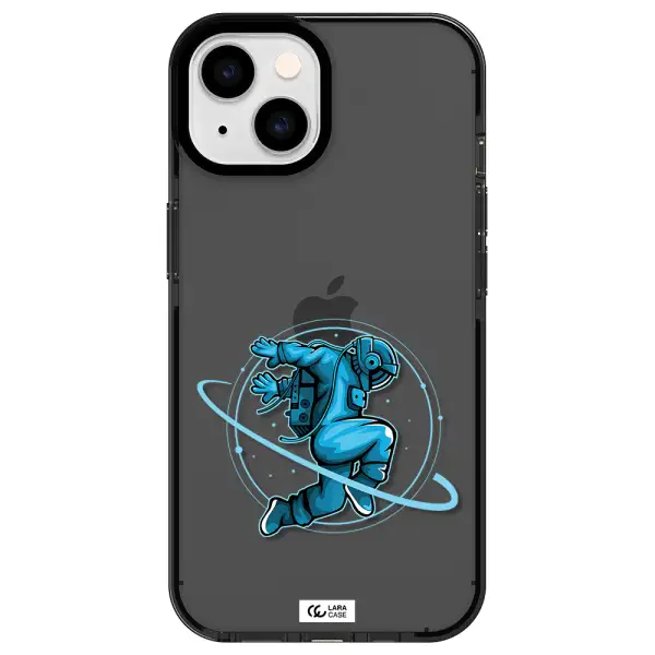 a cartoon of a man skating Apple iPhone 14 impact Smoke Black Case