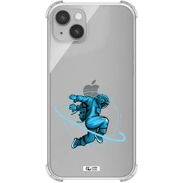 a cartoon of a man skating Apple iPhone 14 plus Clear PC Case