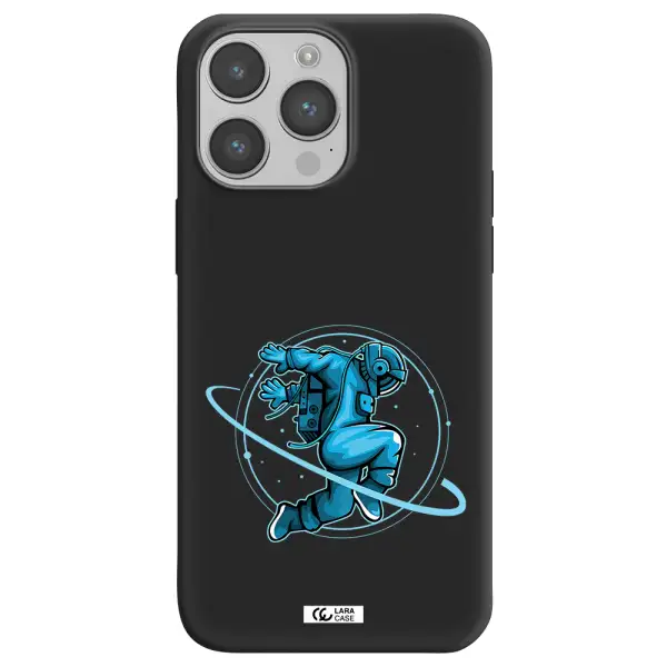 a cartoon of a man skating Apple iPhone 14 pro max Silicone black Case