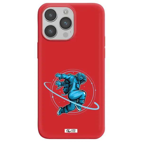a cartoon of a man skating Apple iPhone 14 pro max Silicone Imperial Red Case