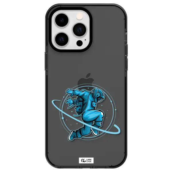 a cartoon of a man skating Apple iPhone 15 Pro Max impact Smoke Black Case