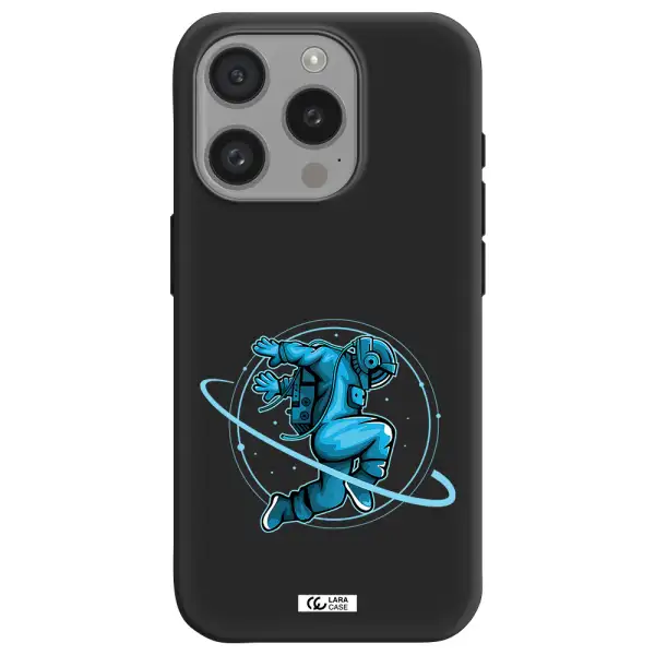 A Cartoon Of A Man Skating Apple Iphone 15 Pro Silicone Black Case