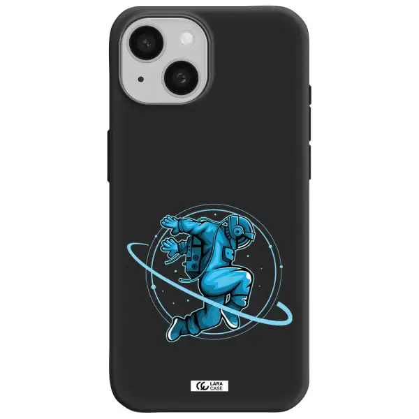a cartoon of a man skating Apple iPhone 15 Silicone black Case