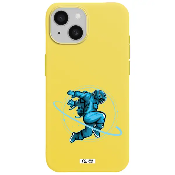 a cartoon of a man skating Apple iPhone 15 Silicone canary yellow Case