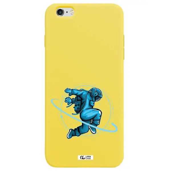 a cartoon of a man skating Apple iPhone 6 plus Silicone canary yellow Case