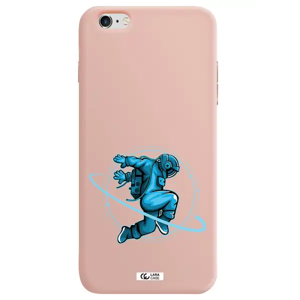 a cartoon of a man skating Apple iPhone 6 plus Silicone pastel pink Case