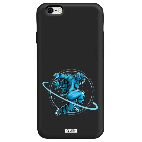 a cartoon of a man skating Apple iPhone 6 Silicone black Case