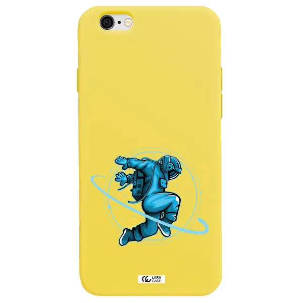 a cartoon of a man skating Apple iPhone 6 Silicone canary yellow Case