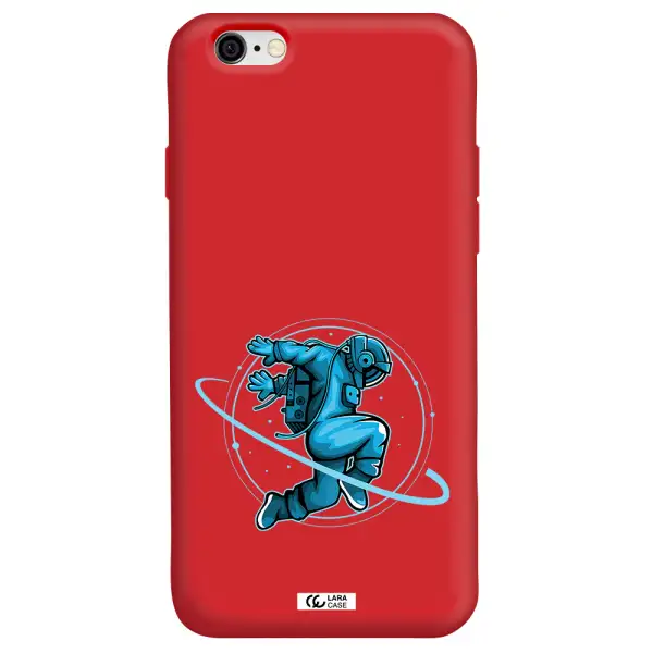 a cartoon of a man skating Apple iPhone 6 Silicone Imperial Red Case