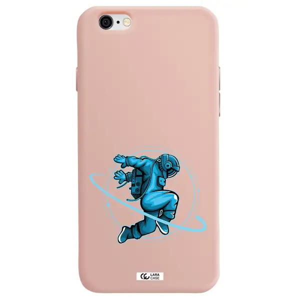 a cartoon of a man skating Apple iPhone 6 Silicone pastel pink Case