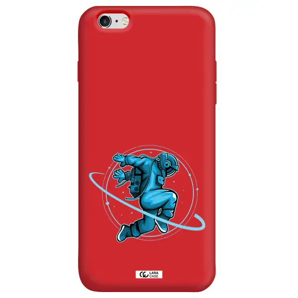 a cartoon of a man skating Apple iPhone 6S Silicone Imperial Red Case