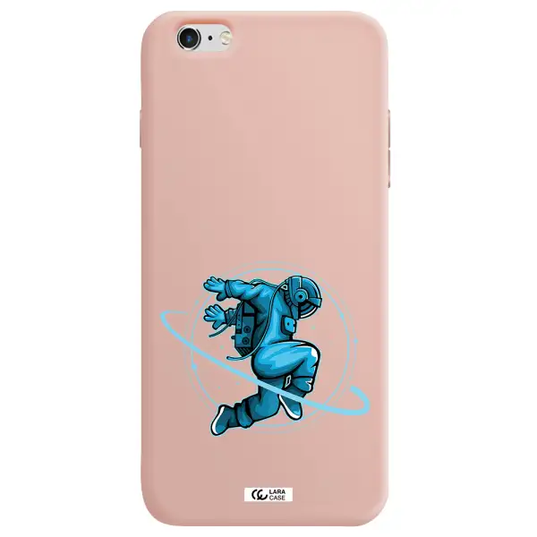 a cartoon of a man skating Apple iPhone 6S Silicone pastel pink Case