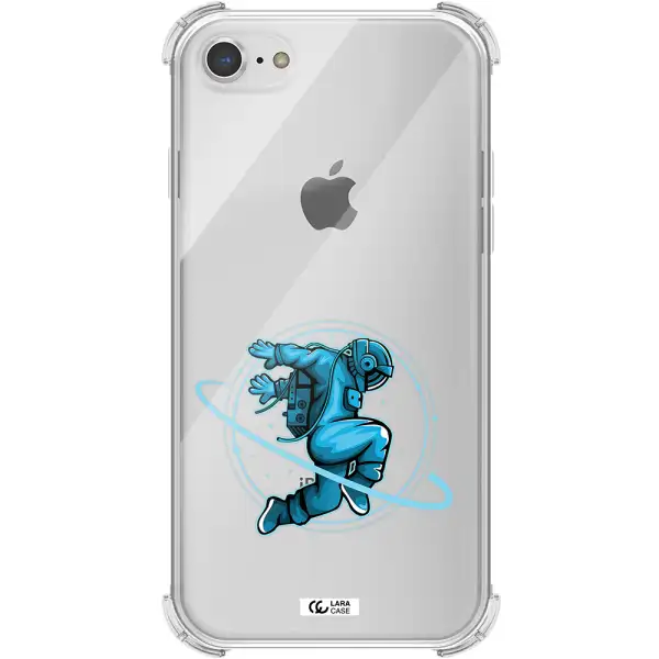 a cartoon of a man skating Apple iPhone 7 Clear PC Case